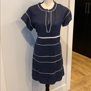 Vince Navy Dress, linen & lined